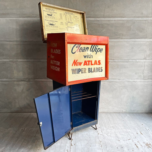 USビンテージ Vintage アトラス社 ATLAS ウィンドウォッシャー液用ディスプレイスタンド ディスプレイキャビネット カートワゴン  店舗什器 インダストリアル ♪
