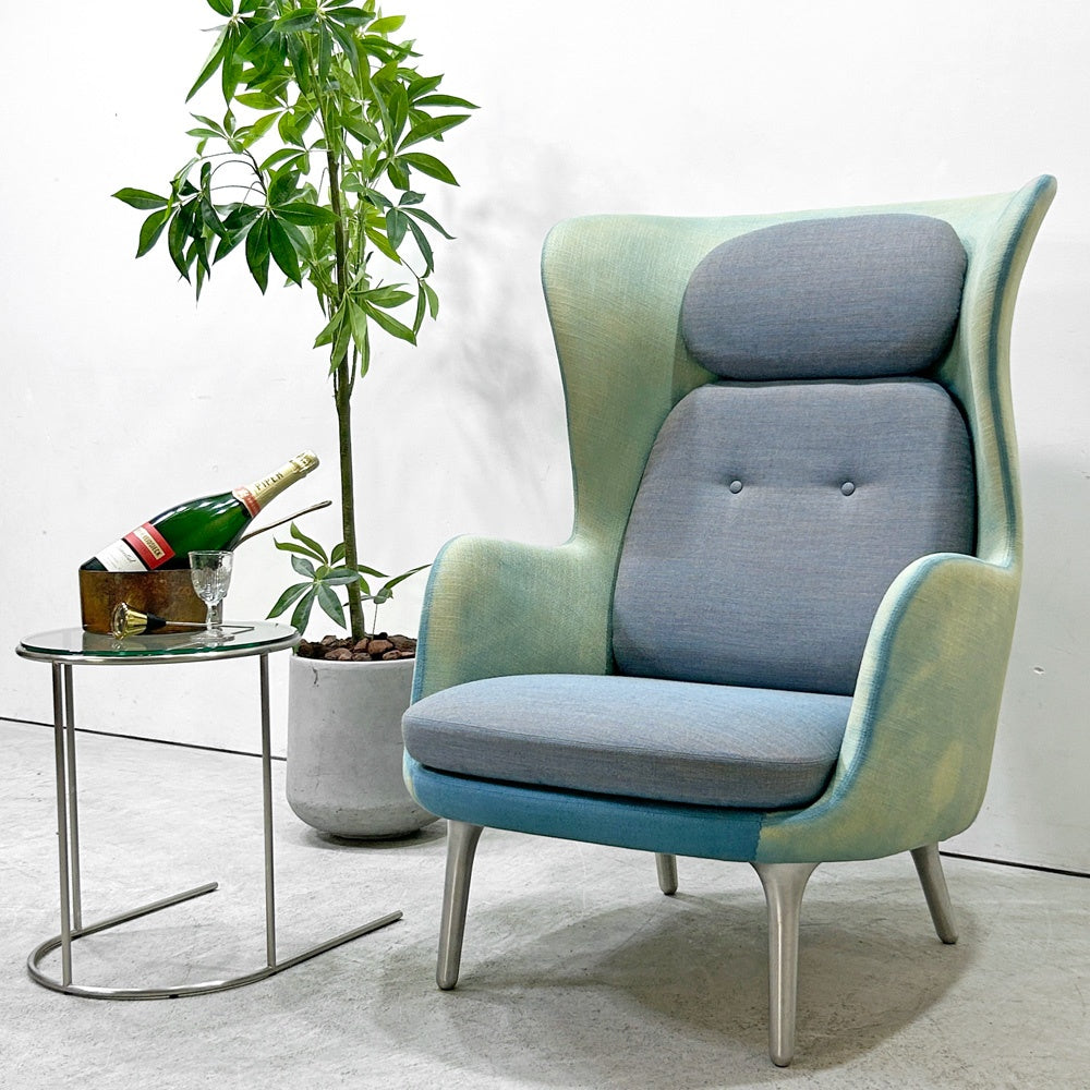 フリッツハンセン Fritz Hansen ロオチェア RO JH1 ラウンジチェア ファブリック Faded Denim Blue アルミベース ハイメ・アジョン 現行定価￥526,680以上 ●