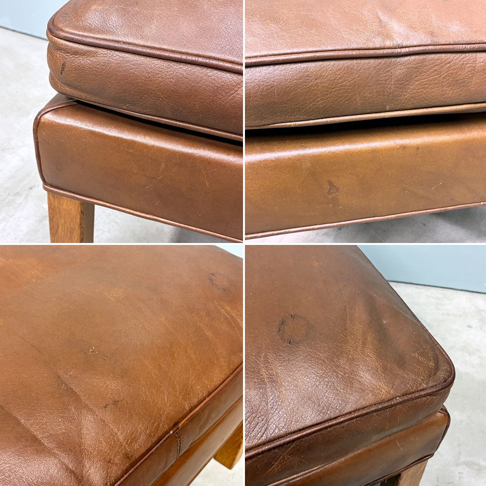 フレデリシア FREDERICIA model 2202 オットマン 本革 ブラウン系レザー ボーエ・モーエンセン デンマーク 北欧ビンテージ ◎