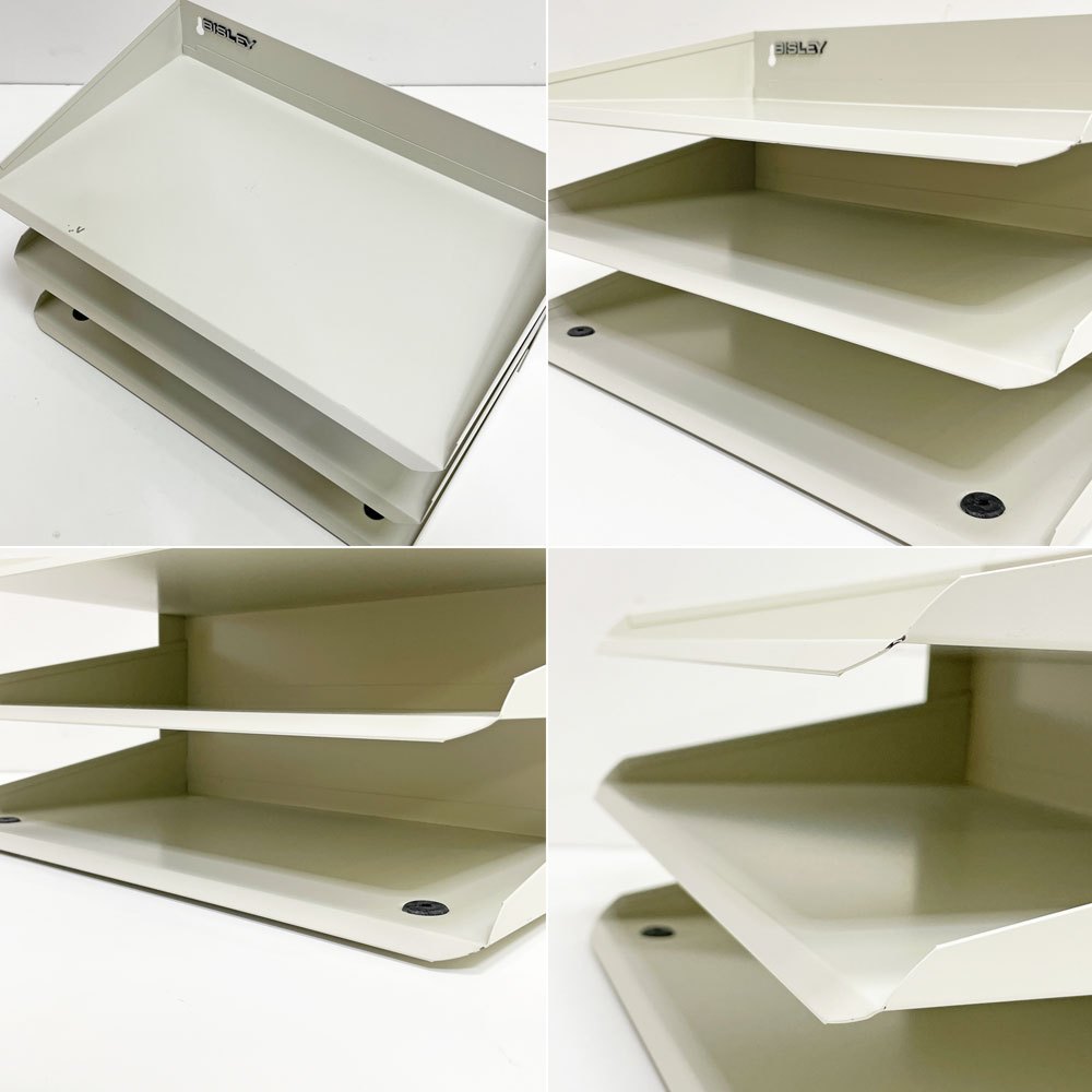 ビスレー BISLEY 3段 レターラック クリーム 書類棚 A4サイズ 横型 W38.5cm 壁掛け可 デスクアクセサリー 英国 廃番カラー ●