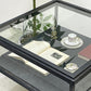 リメイク家具 ガラス ディスプレイケース 台形台座 ラッパ脚 73×73cm 店舗什器 インダストリアルデザイン 一点物 ビンテージ ●