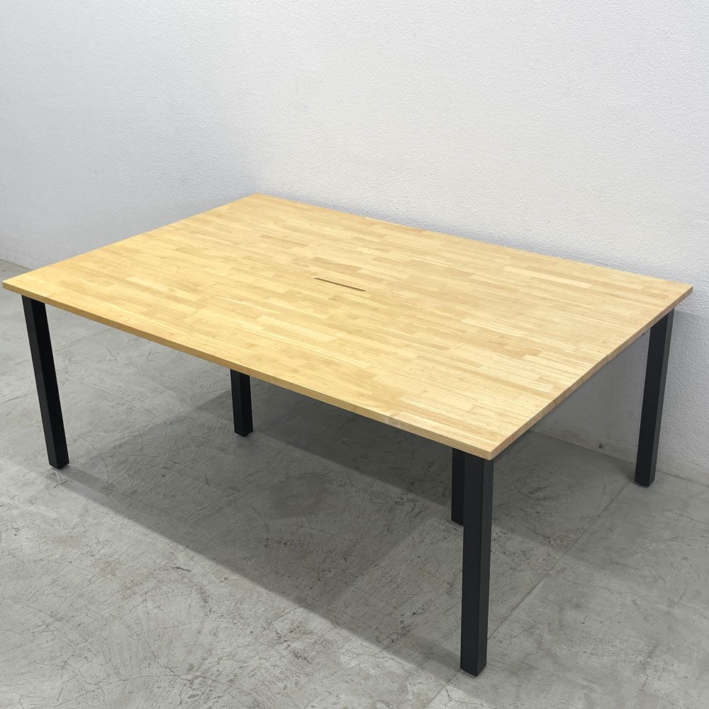 かなでもの KANADEMONO ザ・テーブル THE TABLE デスク ラバーウッド W180 x D120cm シンプルトレイ付き ブラックスチール 〓