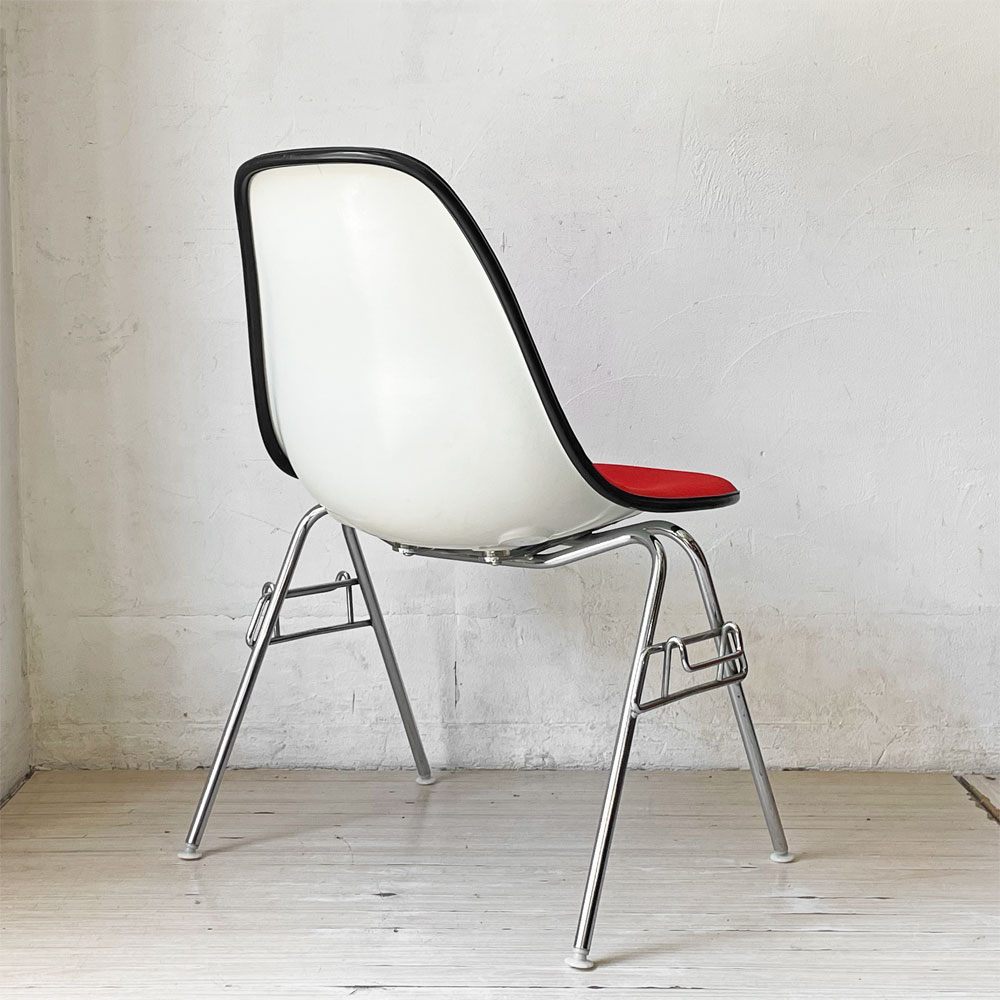 ハーマンミラー Herman Miller サイドシェルチェア MFS製 FRP アプホルスター ジラルド生地 ファブリック スタッキングベース イームズ ビンテージ ★