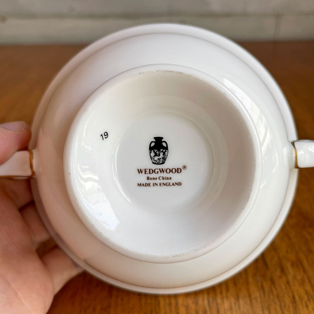 ウェッジウッド WEDGWOOD コロラド Colorado スープボウル＆ソーサー 金彩 壺ロゴ 英国 E ♪