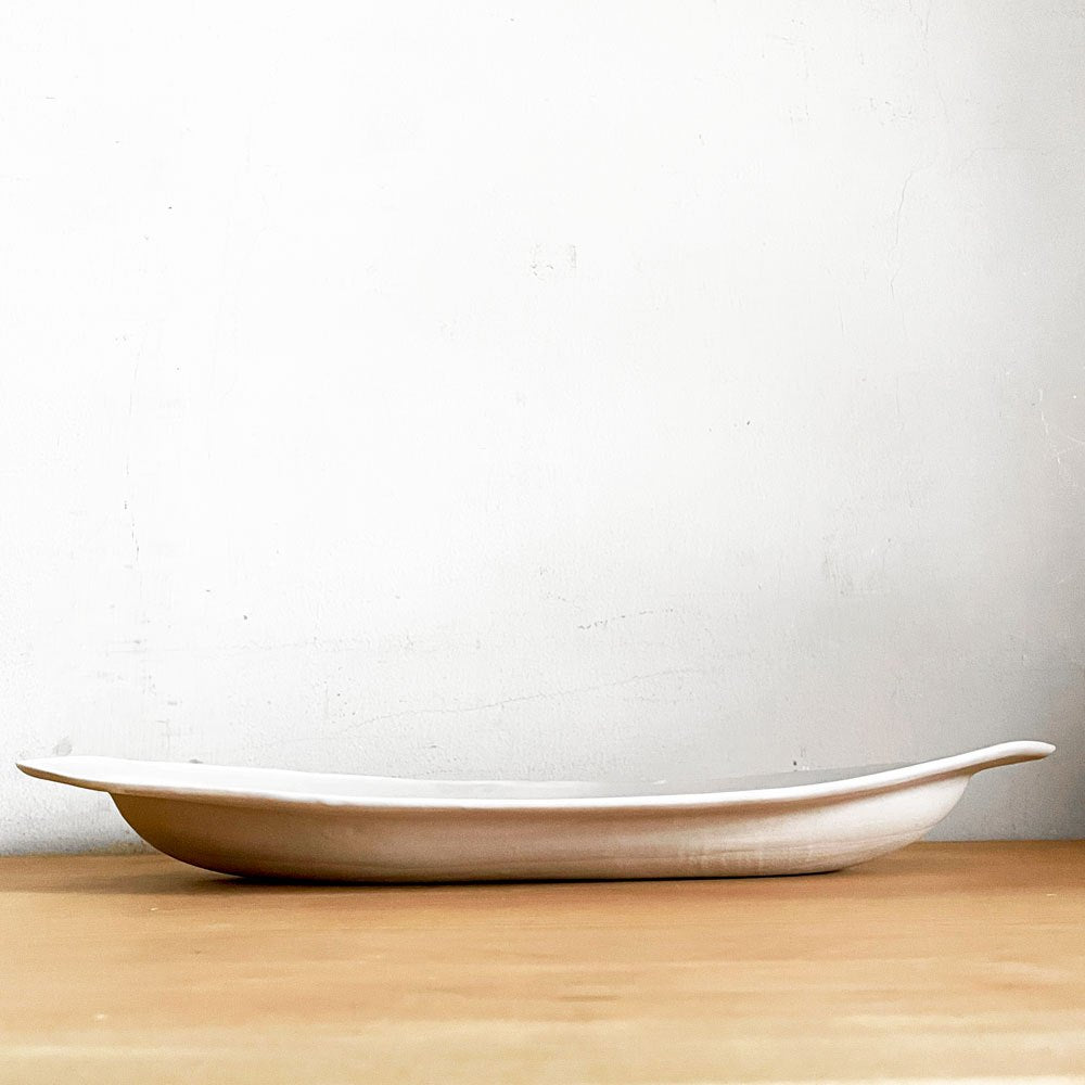 クリスチャンヌ ペロション Christiane Perrochon ストーンウェア STONEWARE オーバル プレート 小 ホワイトカラー イタリア 陶器 ハンドメイド 現代作家 ■