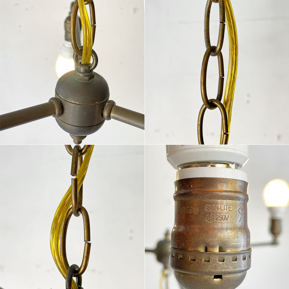 POINT NO.39 オリジナル 3バブルス ペンダントライト カスタムオーダー品 真鍮3灯照明 3bulbs brass ★