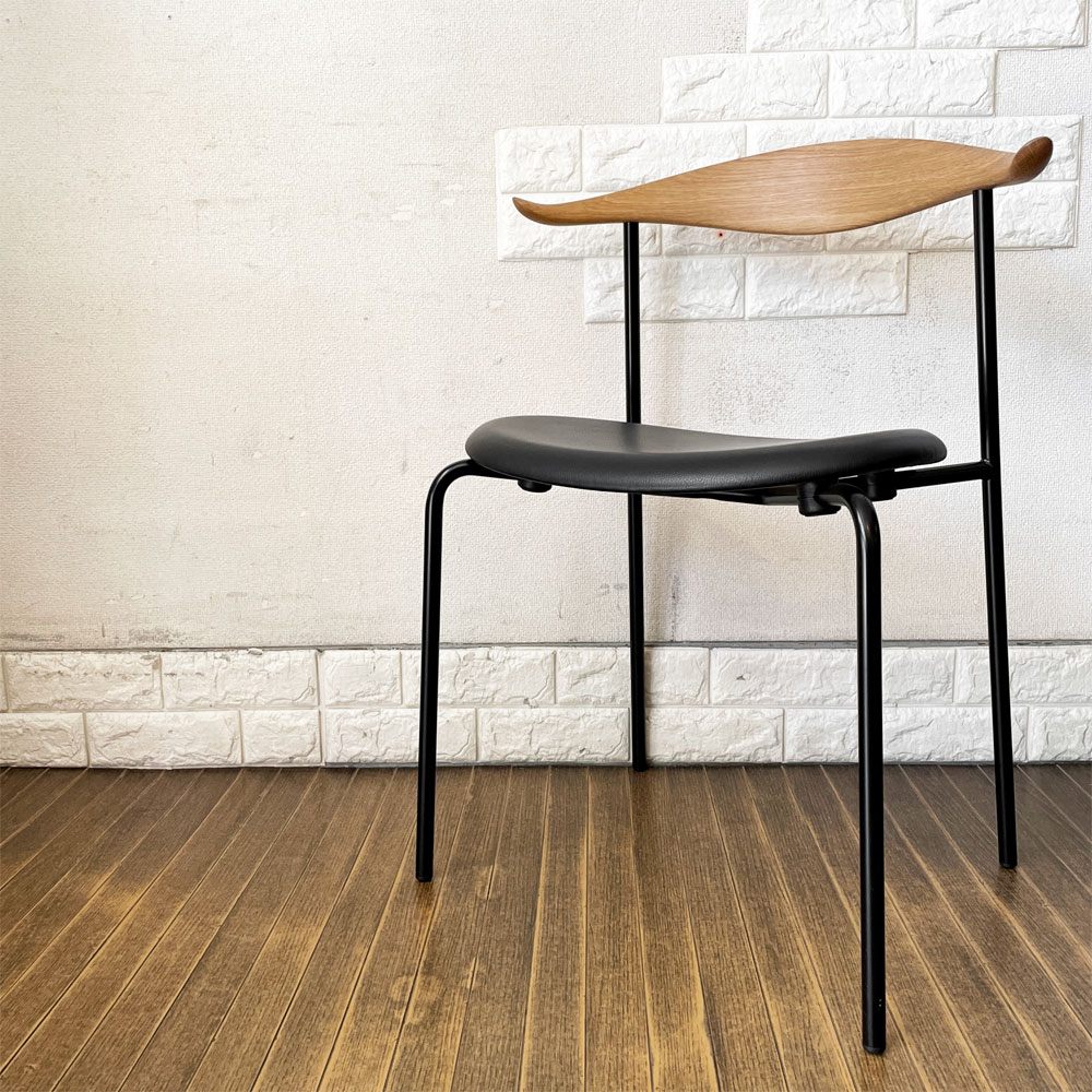 カールハンセン＆サン Carl Hansen & Son CH88P ダイニングチェア オーク材 本革 ブラックレザー スチール脚 ブラックレッグ ハンス・J・ウェグナー 北欧家具 ◎