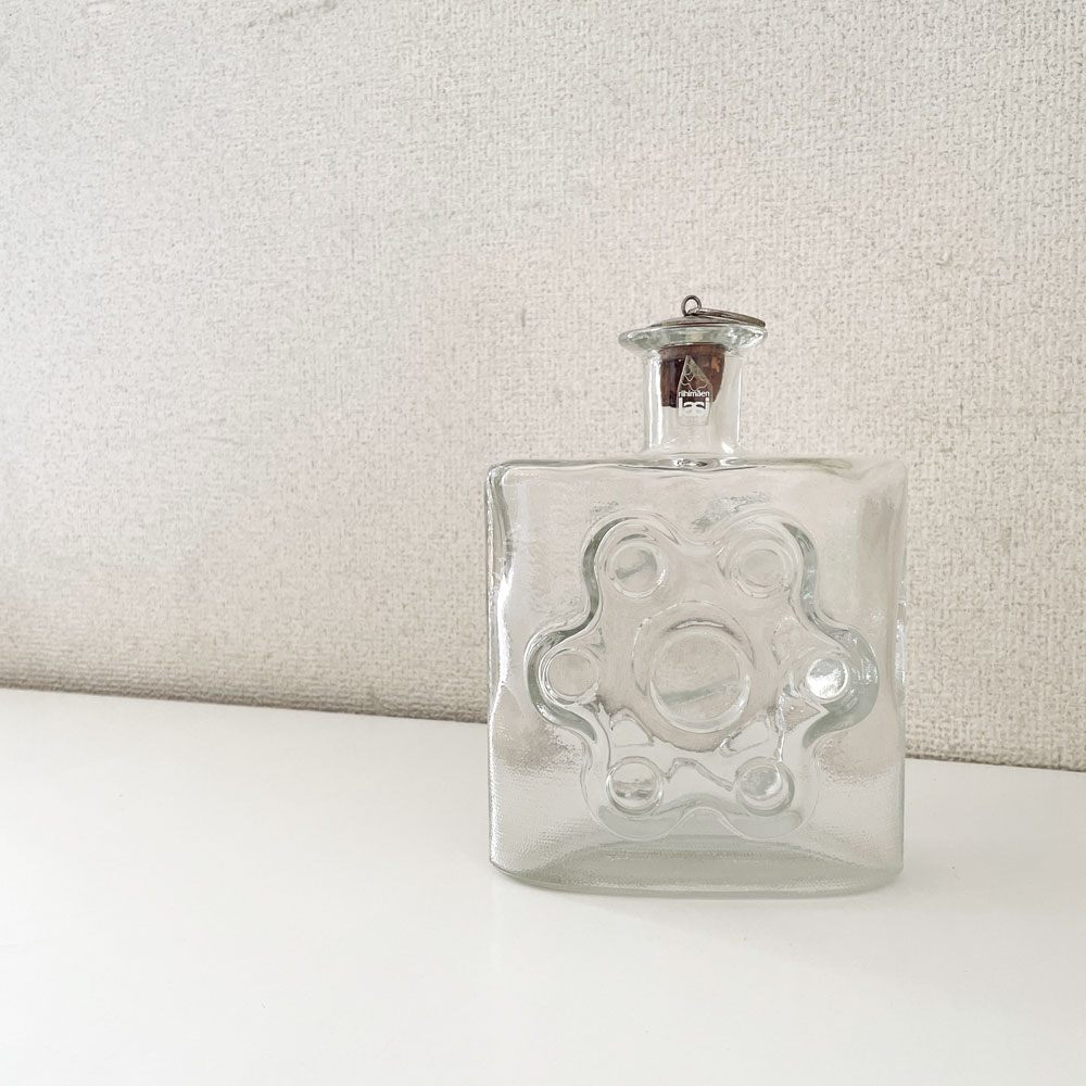 リーヒマエンラシ Riihimaen Lasi パウックラウタ Paukkurauta ガラスボトル クリア H18cm コルク栓付 エルッキタピオ・シーライネン フィンランド 北欧ビンテージ ◎