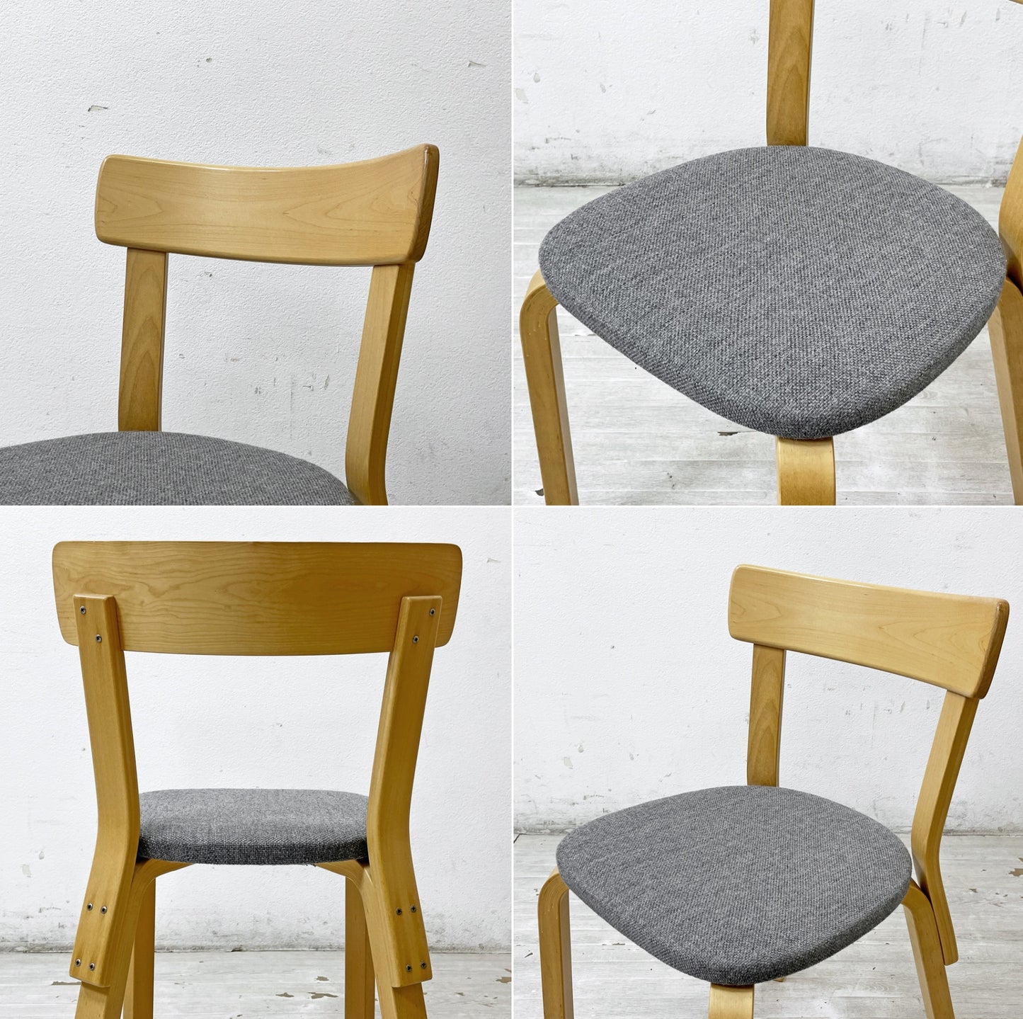 アルテック artek チェア69 Chair69 ダイニングチェア グレー ファブリック アルヴァ・アアルト Alva Aalto フィンランド 北欧家具 B ●