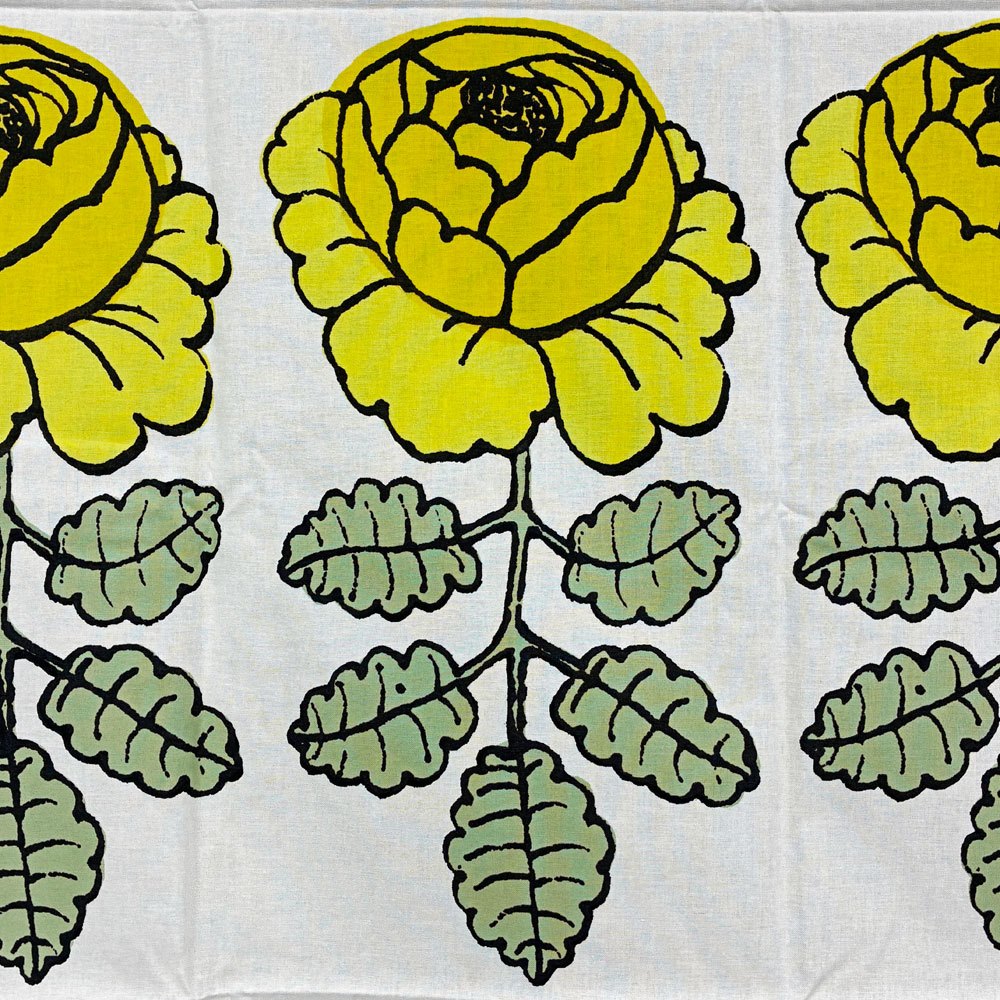 マリメッコ Marimekko マーライスルース Maalaisruusu ファブリック 147 × 175cm イエロー ◎
