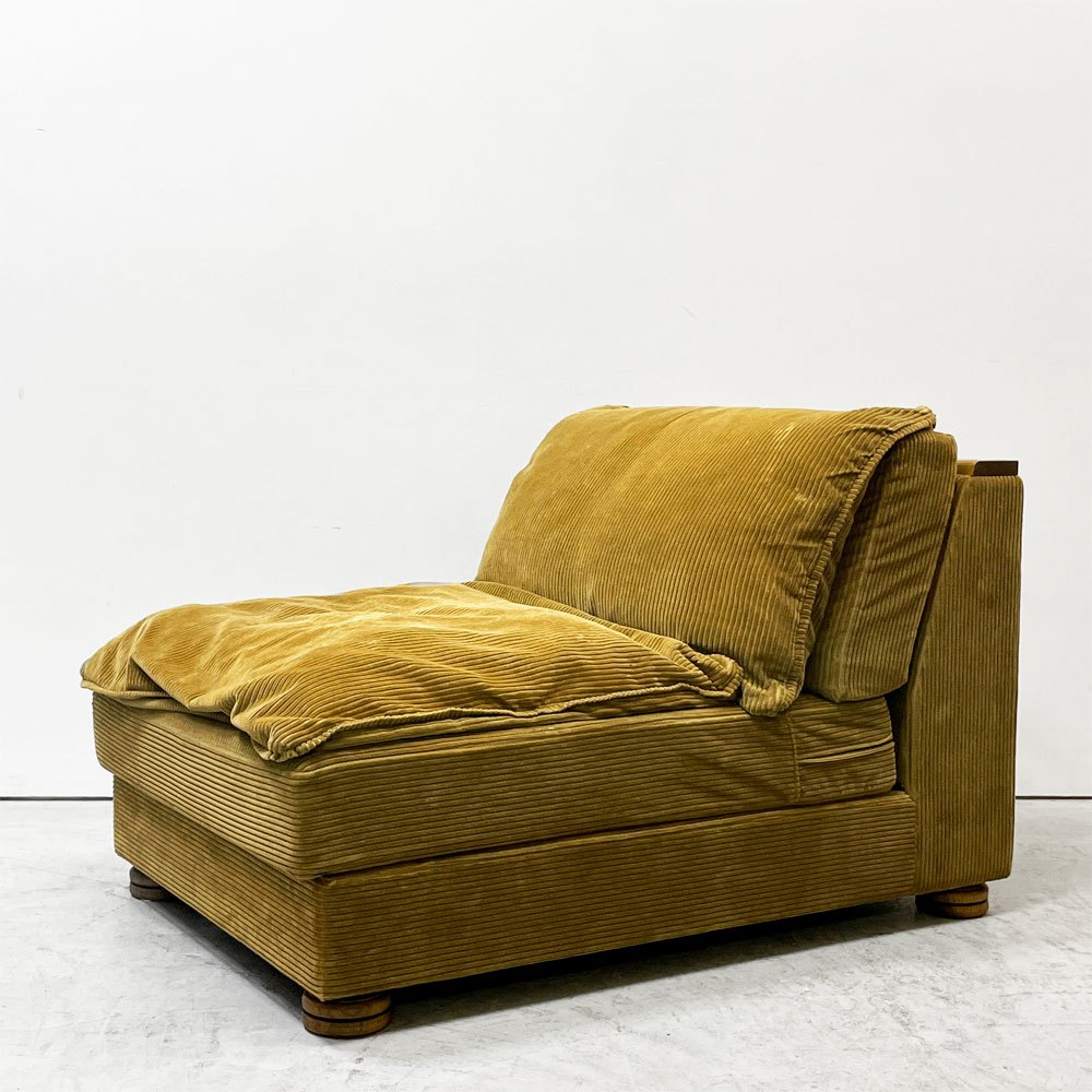 トラックファニチャー TRUCK FURNITURE HNSOFA 1Pソファ ナラ材 無垢材 F-21 グリーンコーデュロイ 定価￥258,060- ●