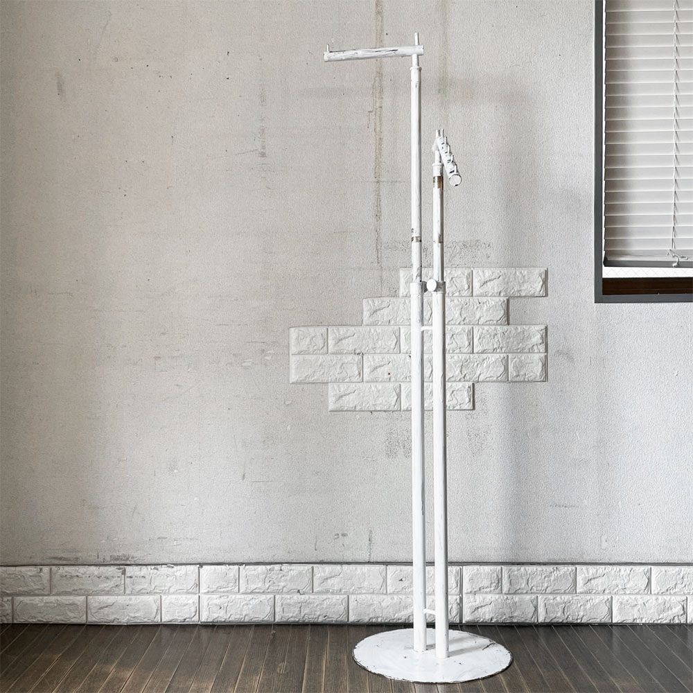 ビンテージ Vintage ダブルスロープハンガー ホワイトペイント ラウンドベース H189.5cm 高さ調整可 角度調整可 シャビーシック ◎