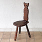 ビンテージ Vintage スパニッシュスツール 猫椅子 キャットチェア フォールディング 折り畳み シェファードチェア Bathing Chair パイン無垢材 木彫 プリミティブ ◇