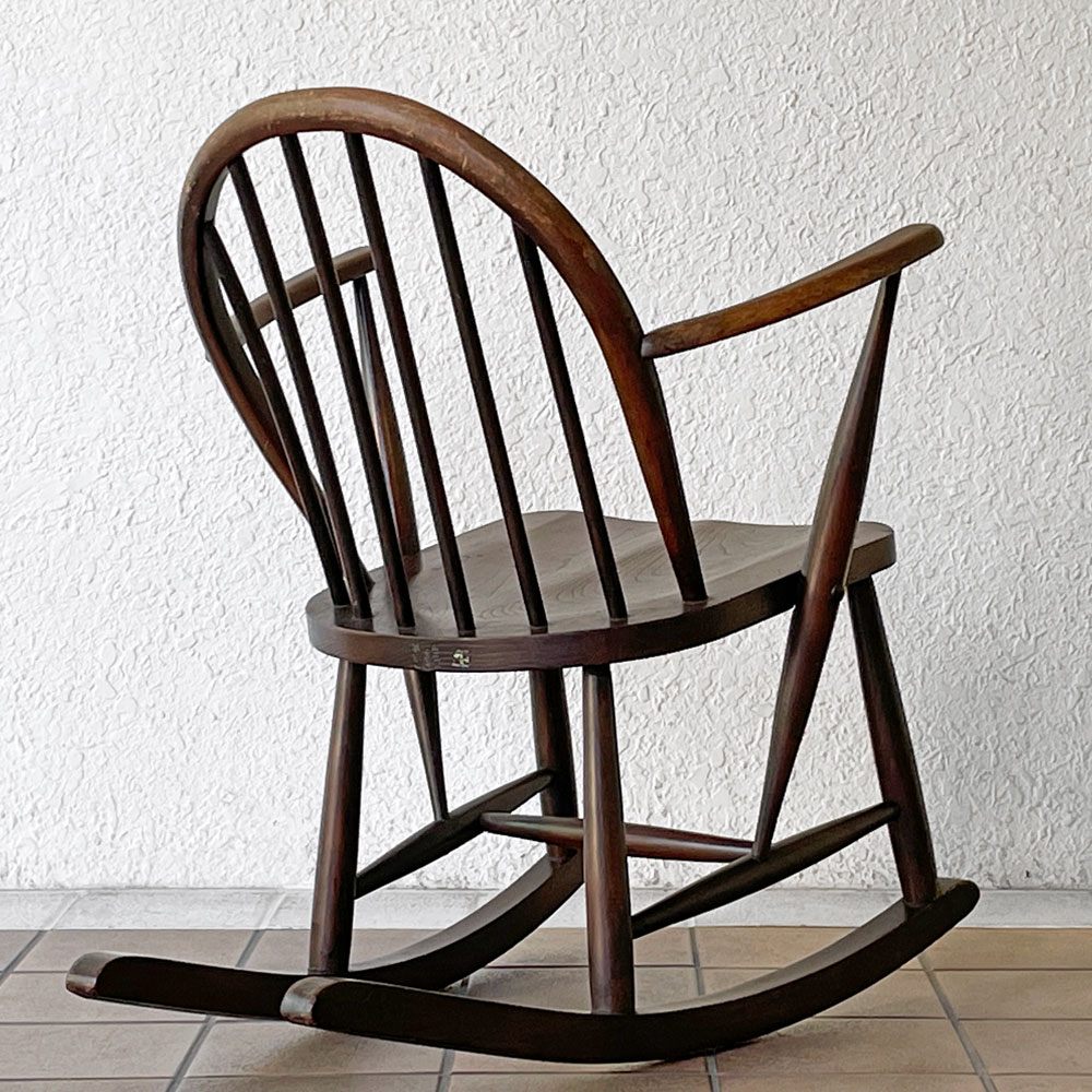 アーコール Ercol ロッキングチェア フープバック エルム材 ブルーラベル 1950年代 UKビンテージ 英国 ◇