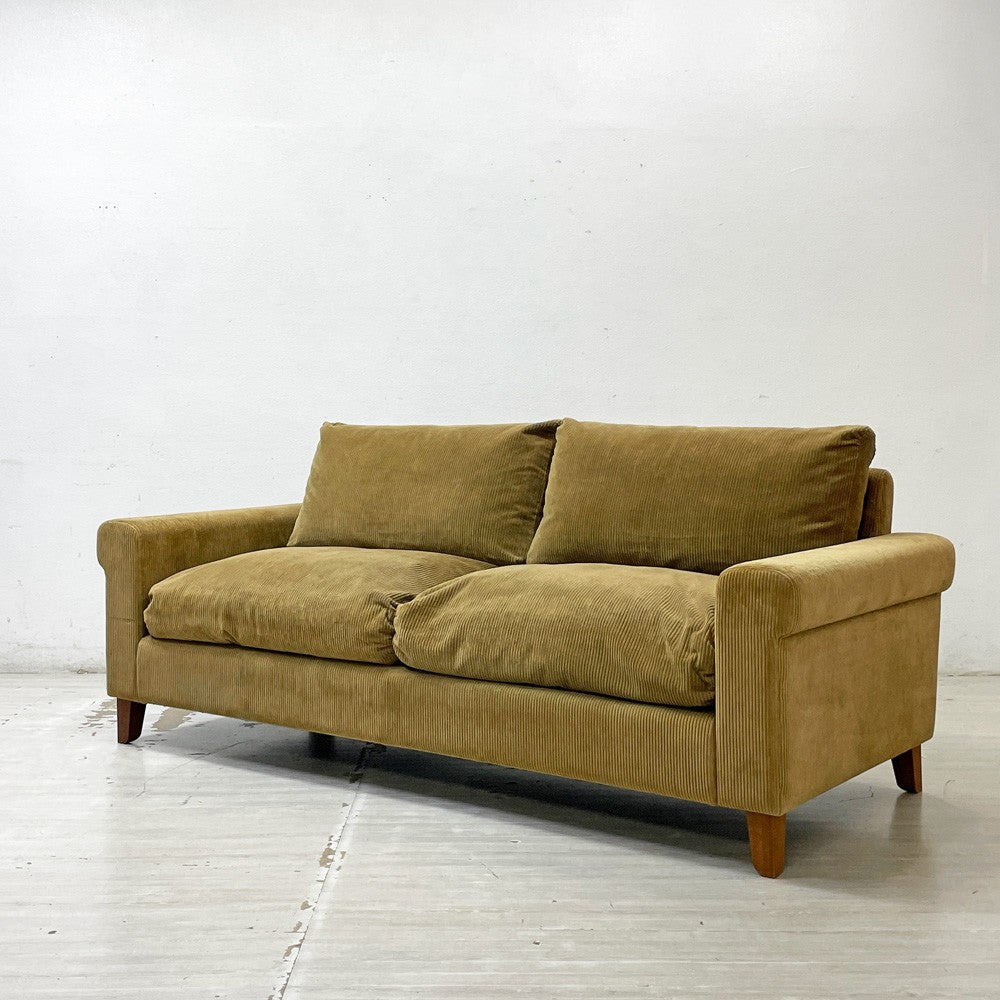 トラックファニチャー TRUCK FURNITURE FKソファ SOFA 3シーター コーデュロイ ウォールナット無垢材 フェザークッション 張地F-21 グリーン ●