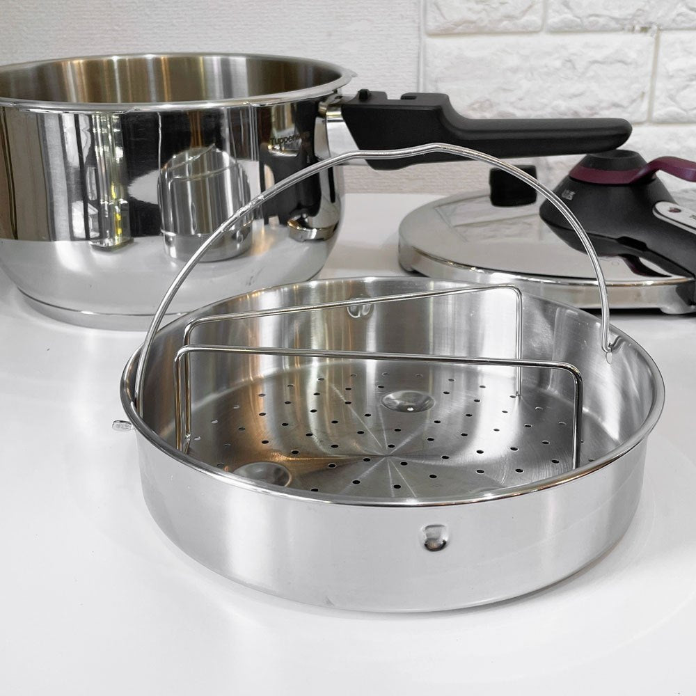 タッパーウェア Tupperware 圧力鍋 Pressure Cooker 4.5L すのこ 三脚付き ステンレス ドイツ製 定価 45,000円 ◎