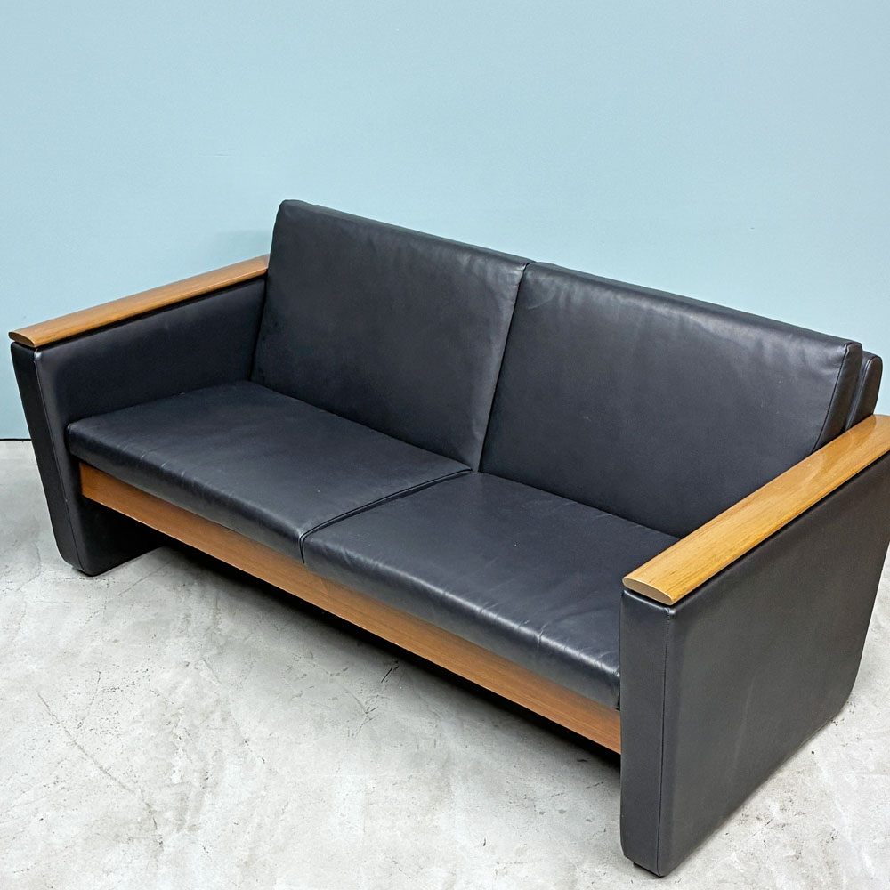 オーダーファニチャー Custom made furniture 木製フレーム ソファ ブラック PVCレザー ミッドセンチュリーデザイン ◎