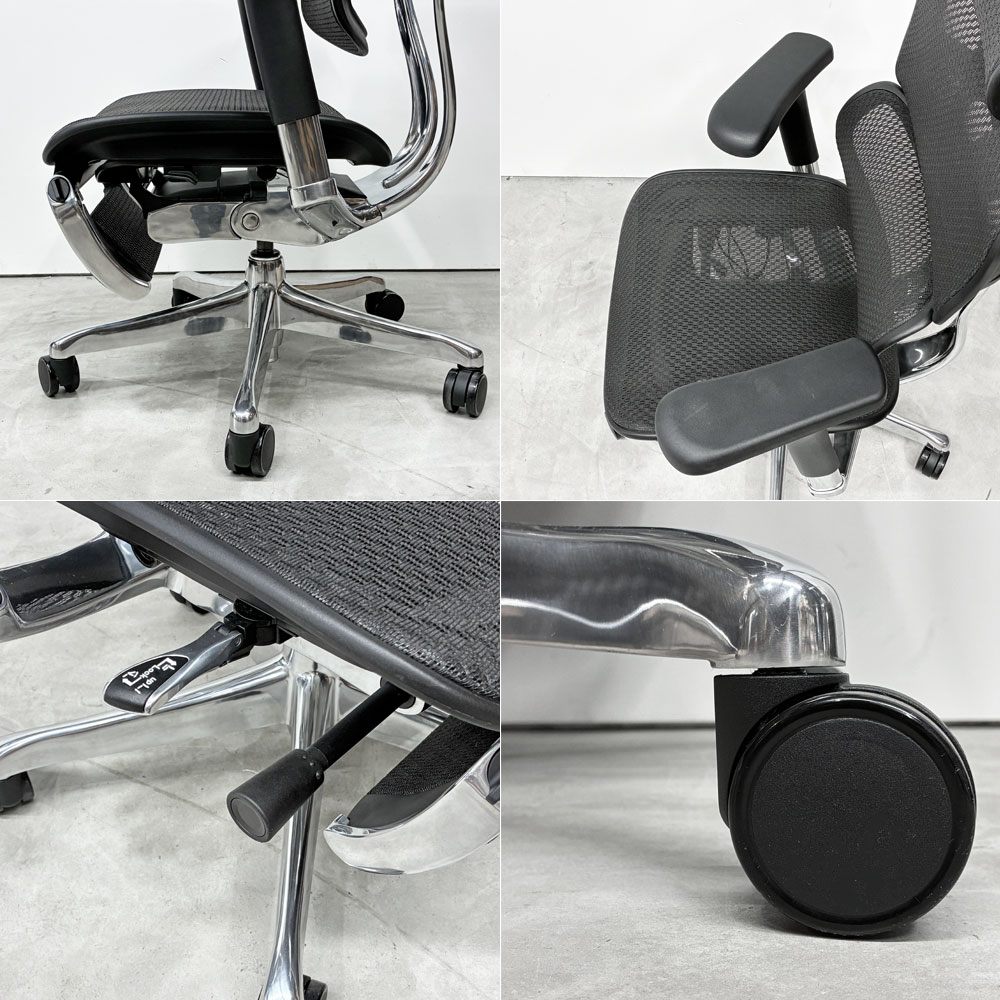 エルゴヒューマン Ergohuman プロ2 オットマン PRO2 ottoman デスクチェア ブラックメッシュ オットマン内蔵式 メモリーロッキング 2024年製 定価￥293,700- ◎
