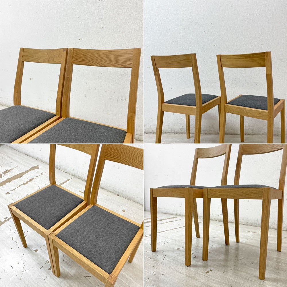 無印良品 MUJI オーク材チェア ダイニングチェア ファブリックシート ナチュラル 2脚セット ●