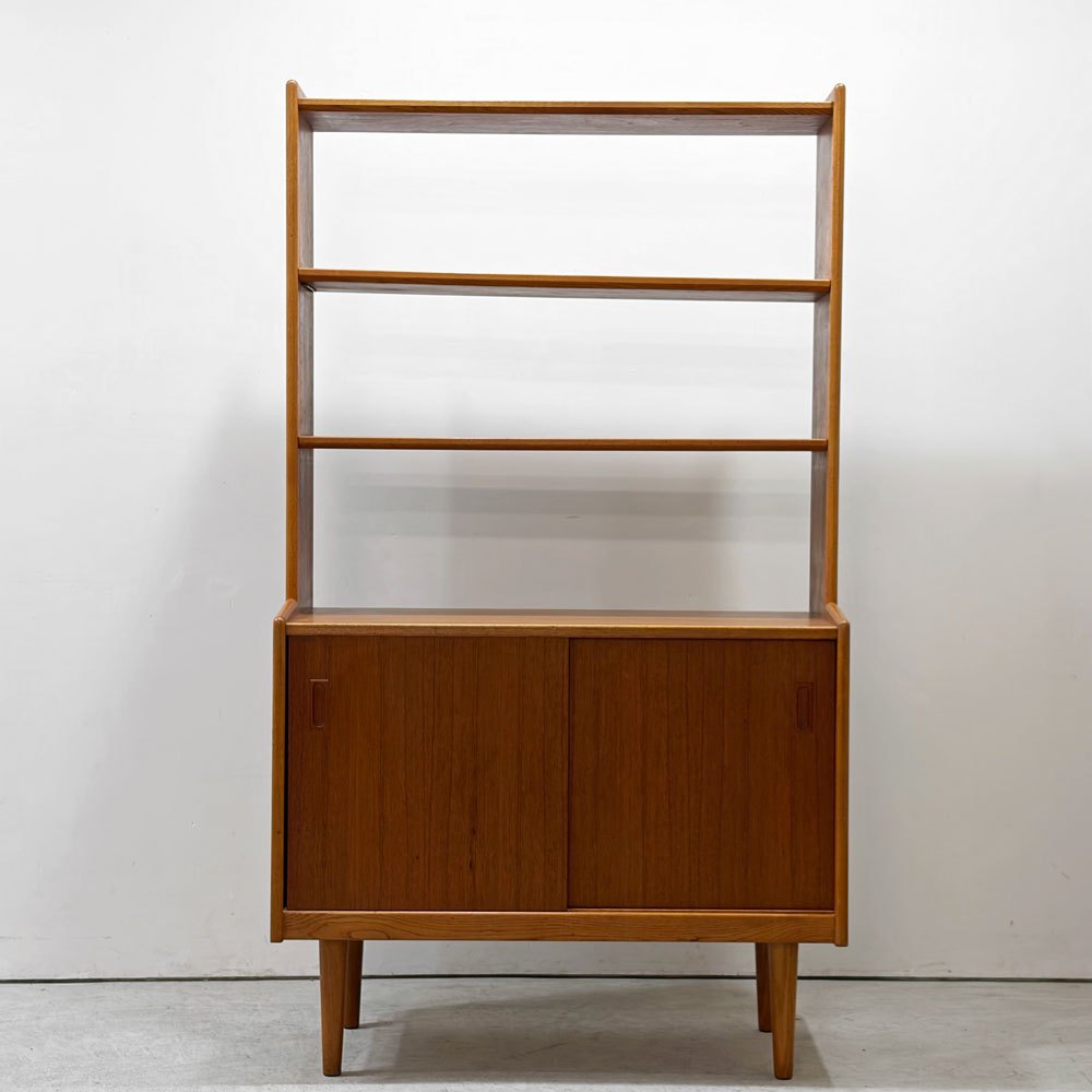 北欧ビンテージ Scandinavian Vintage チーク材 オープンシェルフ キャビネット ブックシェルフ 飾り棚 W90cm 北欧家具 ●