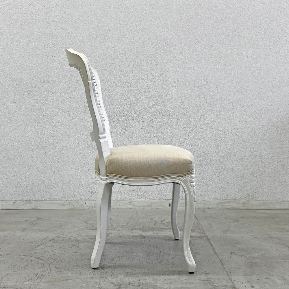 サラグレース Sarah Grace SGD デビュー ダイニングチェア DEBUT DINING CHAIR CHARM BD WHITE&NATURAL LINEN ラタンバック アンティーク風 オーク材 参考価格約55,000円A〓