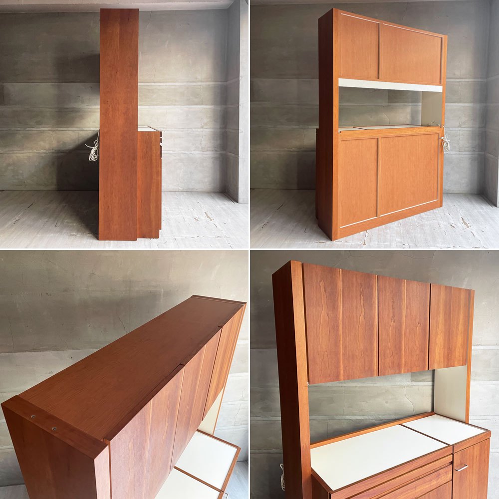 広松木工 HIROMATSU ベロイデア VEROIDEA キッチンボード カップボード 食器棚 チェリー材 コンセント付き 上下分割可 廃番 参考定価 ￥199,500-♪