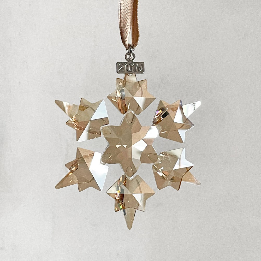 スワロフスキー SWAROVSKI クリスマスオーナメント SCS会員限定 2010年 ゴールデンシャドウ 結晶モチーフ クリスタル 箱付き ■
