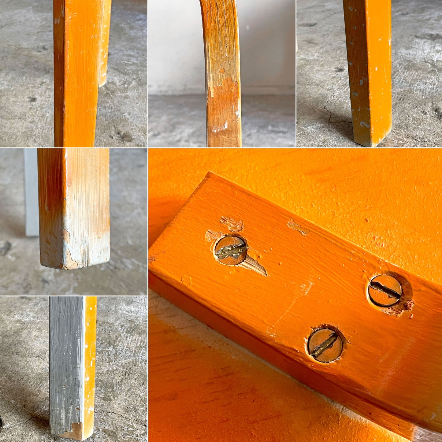 アルテック artek スツール60 stool60 3本脚 ペインテッド オレンジ/グレー 60’ｓ ビンテージ アルヴァ・アアルト 希少 ■