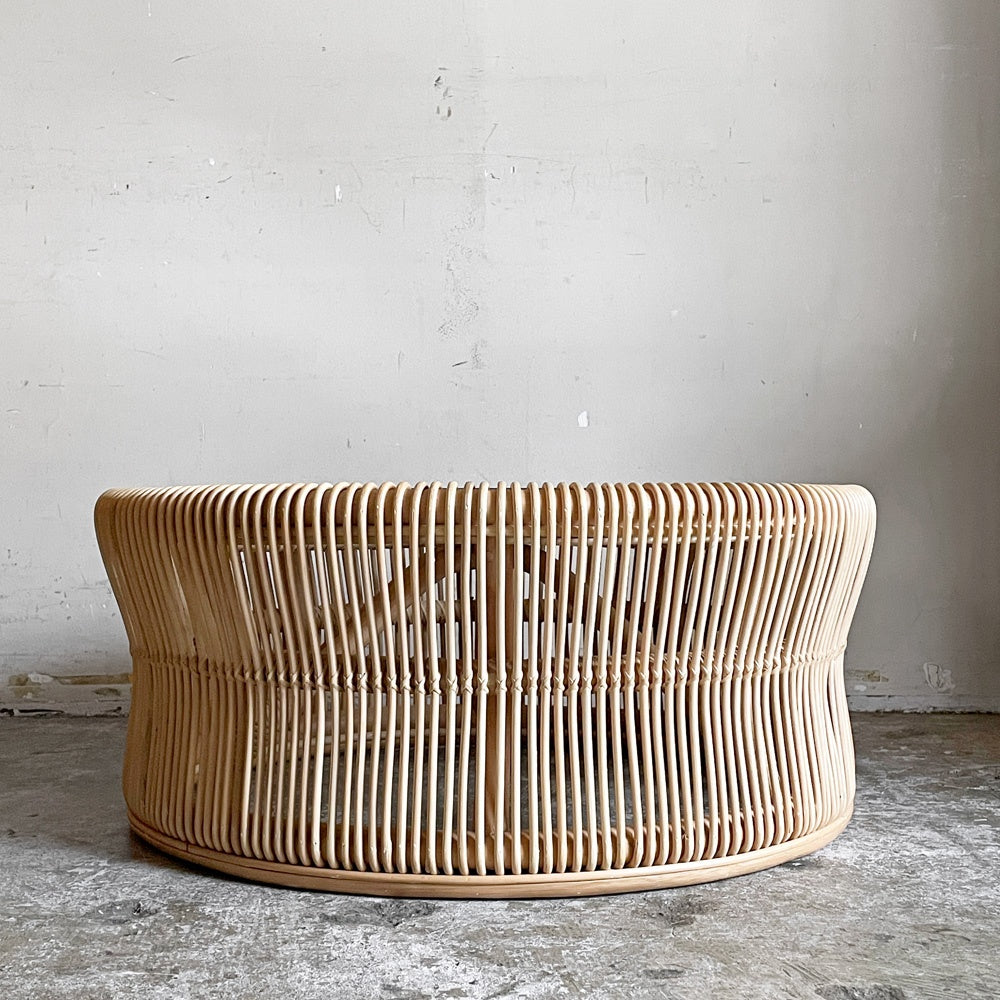 サンフラワーラタン Sunflower Rattan ブリーズ BREEZE ラタン ローテーブル T280ND ガラス天板 Φ71cm ナチュラル アジアンテイスト 籐家具 ■