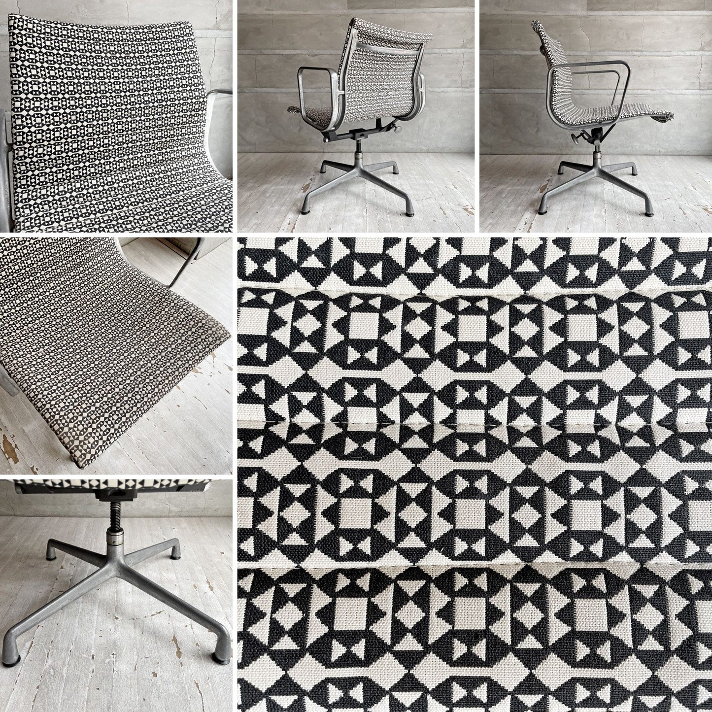 ハーマンミラー Herman Miller ビンテージ アルミナムグループ マネジメントチェア デスクチェア マハラム生地 ジラード Facets張り 固定脚 4本脚 イームズ ミッドセンチュリー♪
