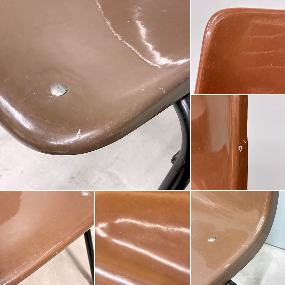 コトブキ KOTOBUKI スタッキングチェア FRP製 シェルチェア スチール脚 ブラウン 剣持勇デザイン ビンテージ ジャパニーズミッドセンチュリー ◎