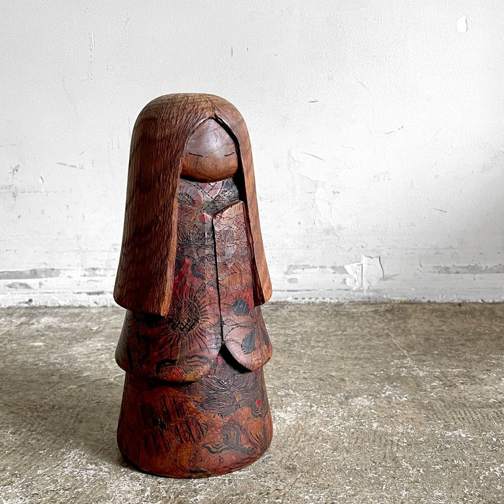 石原日出男 創作こけし 27㎝ サイン入り 民芸 昭和レトロ 工芸品 ■