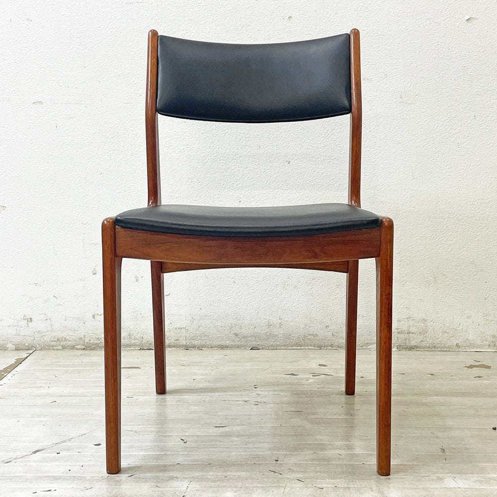 ディースキャン D-SCAN チーク材 ダイニングチェア アームレス レザー 本革 デンマークビンテージ 北欧 B ●