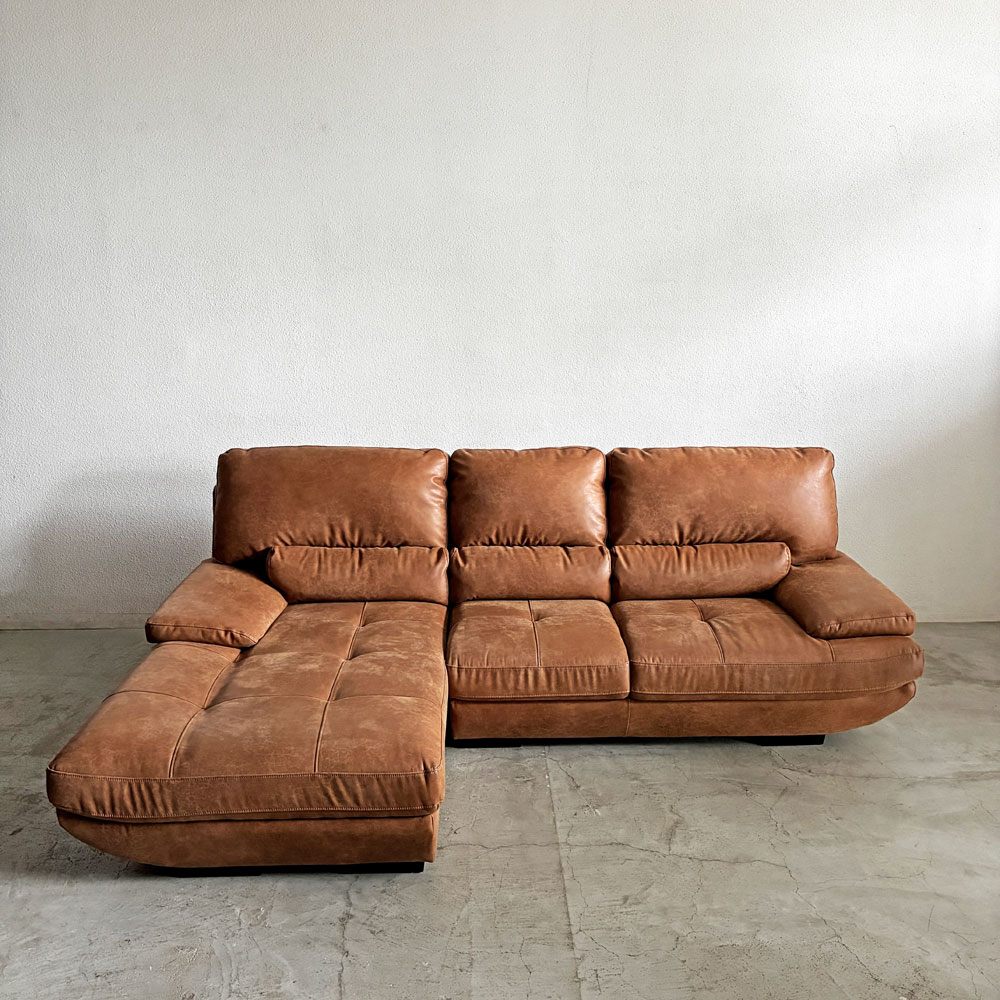 リラックスフォーム RELAX FORM トレビソ TREVISO スモールカウチソファ 右カウチ W240cm スーパーレザーテックス オーカーブラウン 関家具 参考価格￥229,800- B 〓
