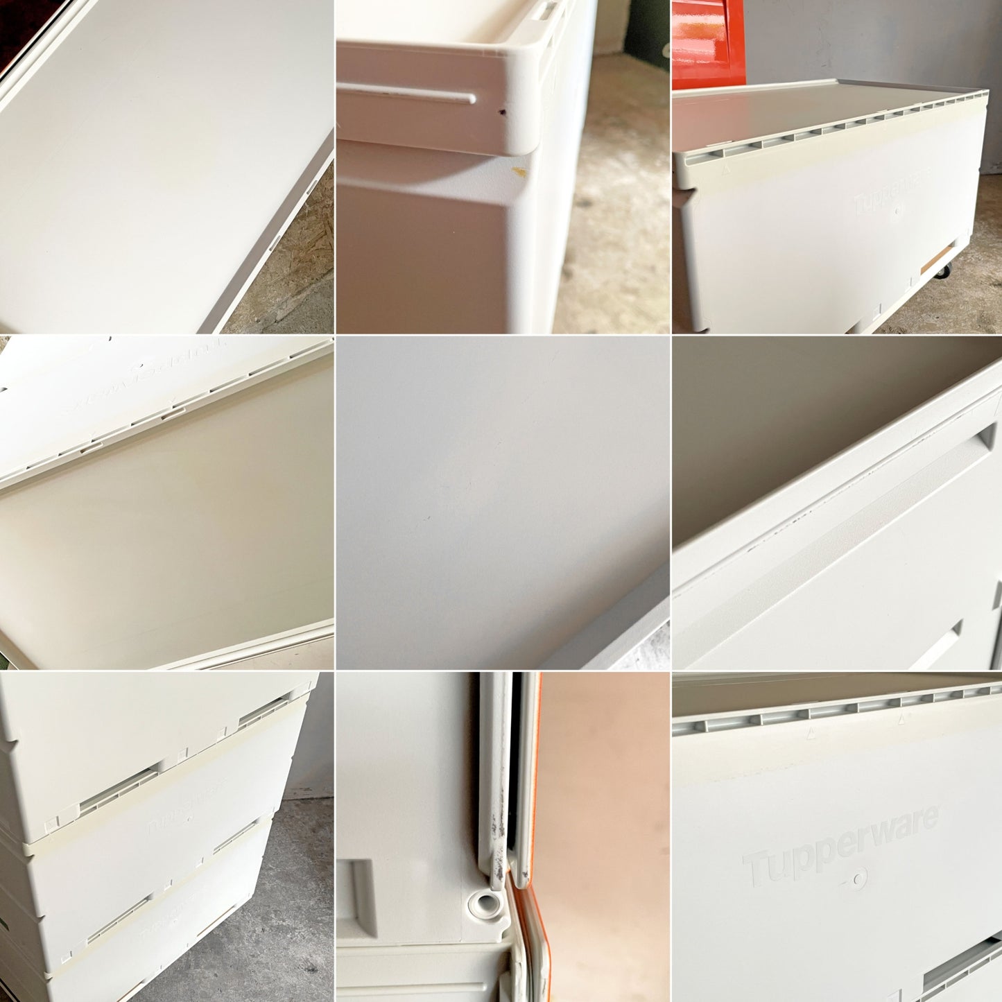 タッパーウェア Tupperware スーパーチェスト ワイド Super chest Wide 引出1段 オレンジ 3段セット 専用カート付 ■