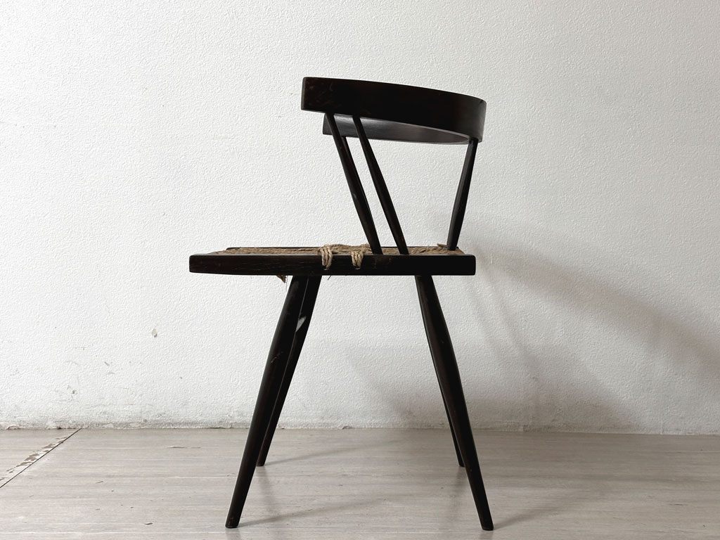 ジョージ・ナカシマ George Nakashima グラスシートチェア GRASS SEATED CHAIR ローズウッド材（シッソ）インド NID 60`s ビンテージ ●