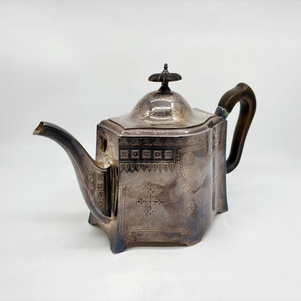 エルキントン ELKINGTON シルバープレーテッド ティーポット 樹脂ハンドル 英国ビンテージ ●