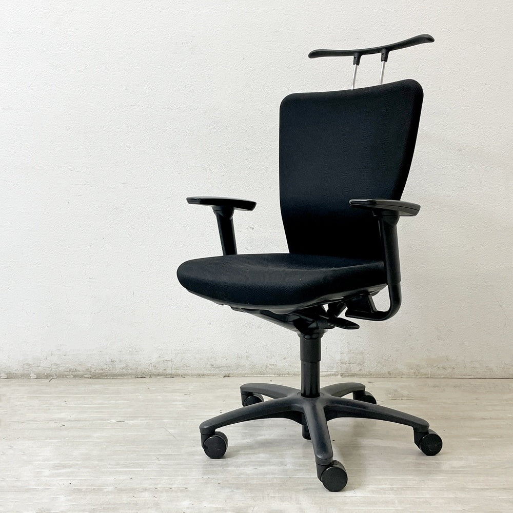 オカムラ okamura カロッツァチェア Carrozza chair デスクチェア オフィスチェア アーム キャスター ハンガー付き ブラック ●