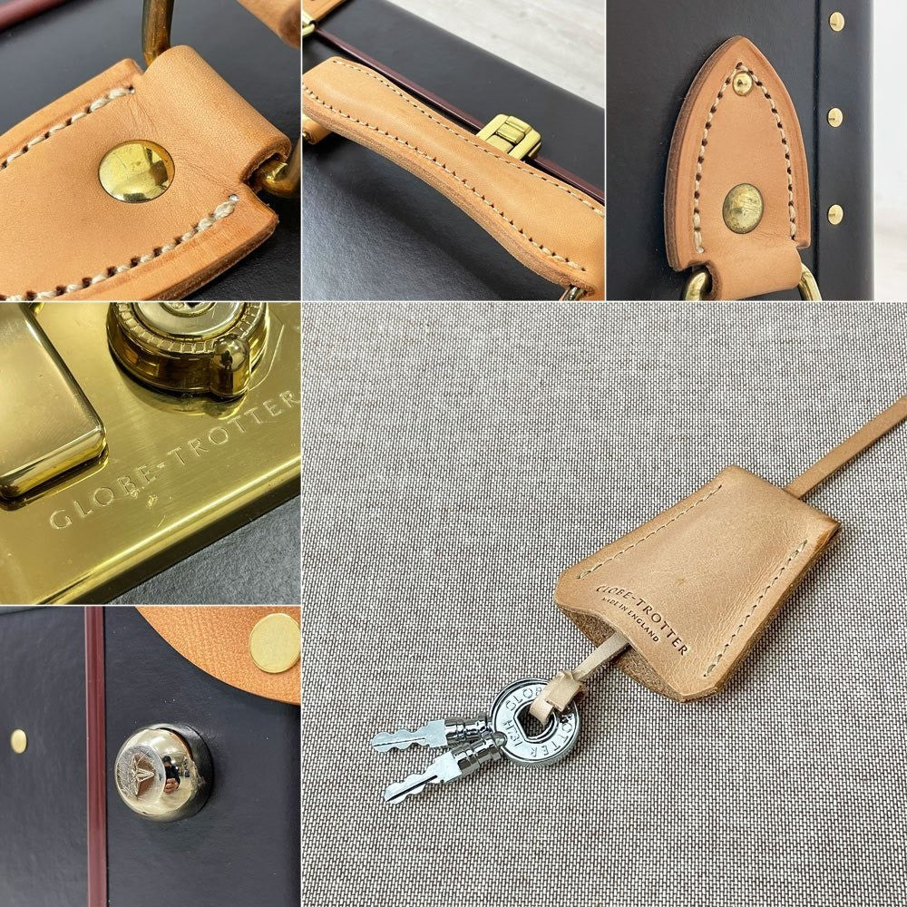 グローブトロッター GLOBE-TROTTER サファリ ラージ スーツケース 二輪 74L ブラウン×ナチュラル 本革 伸縮ハンドル無し ●