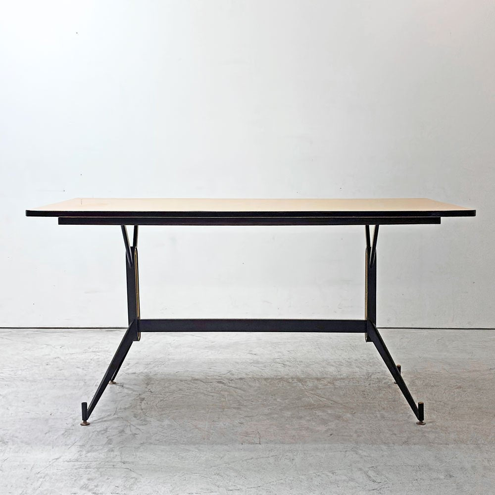 ザ・コンランショップ THE CONRAN SHOP ビンテージアイアンレッグ ダイニングテーブル W150cm 真鍮 高さ調整アジャスター付き ビュッフェテーブル カフェ ビストロ  ●