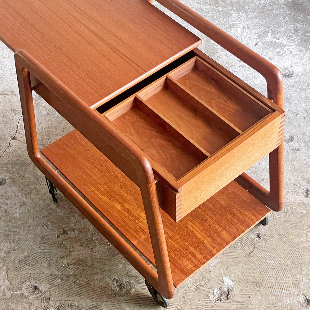 シカモブラー Sika Mobler ビンテージ vintage ソーイングワゴン トロリー キャスター付き チーク材 デンマーク 北欧家具 ■