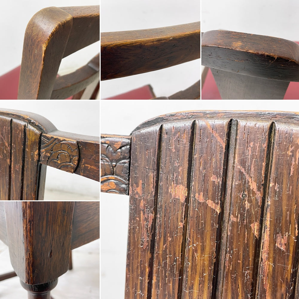 UKビンテージ UK Vintage オーク材 ダイニングチェア バルボスレッグ 英国家具 A ●