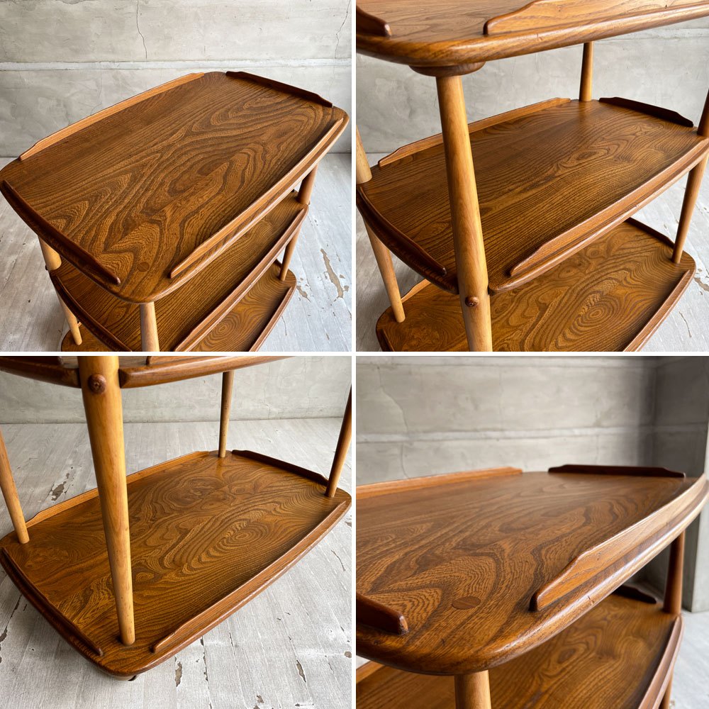 アーコール Ercol トロリー キッチンワゴン サイドテーブル エルム材 キャスター付き UKビンテージ 英国 ♪