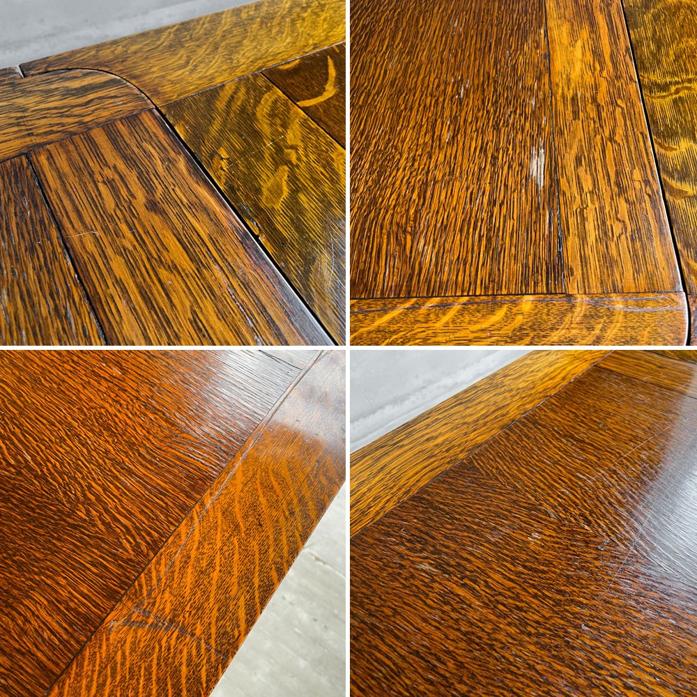 UKアンティーク ドローリーフテーブル ダイニングテーブル 伸長式 オーク材 ビッグバルボスレッグ 英国家具 ビンテージ ♪