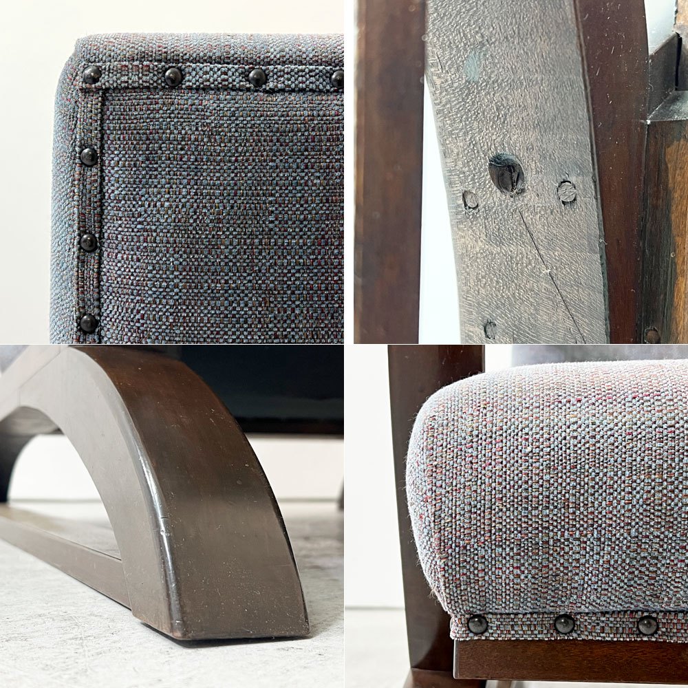 ジャパンビンテージ Japan Vintage ラウンジチェア  1Ｐソファ ナラ材 ソリ脚 ファブリック 北欧ナチュラル Ｂ ●