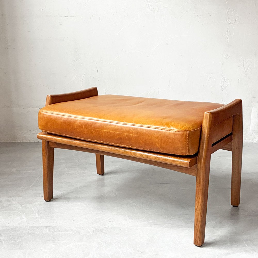 アクメファニチャー ACME Furniture デルマー オットマン DELMAR OTTOMAN フットスツール 本革 カウハイドレザー アッシュ材 廃盤 ★