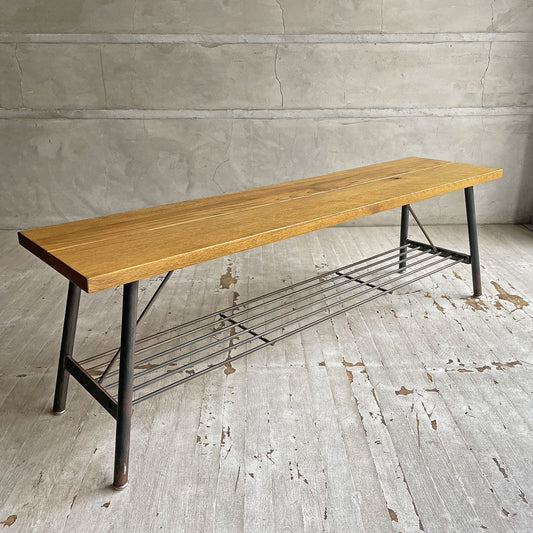 ジャーナルスタンダードファニチャー j.s.F サンク SENS ダイニング ベンチ W130cm オーク無垢材×アイアン インダストリアル 廃番 ♪