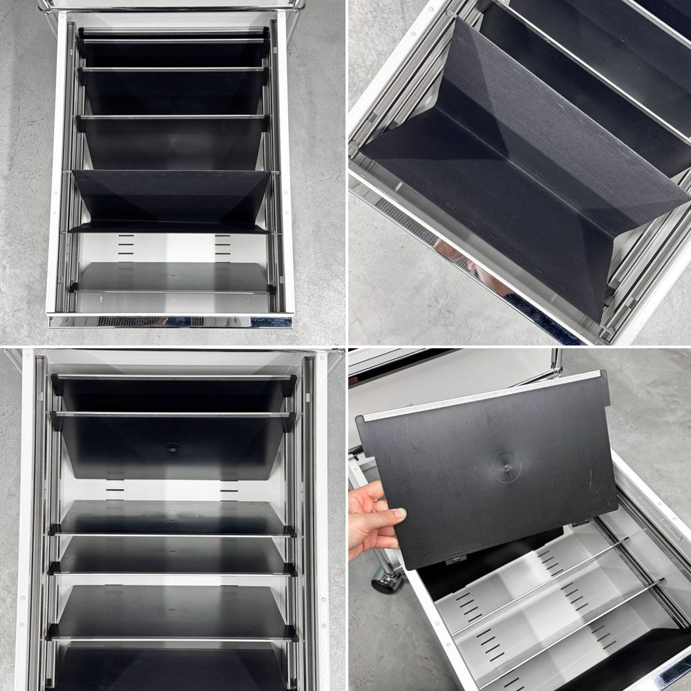ユーエスエムハラー USM Haller モジュラーファニチャー Modular Furniture デスクワゴン ロールボーイ 2ドロワー ホワイト トレー＆ファイリングレール付き ◎