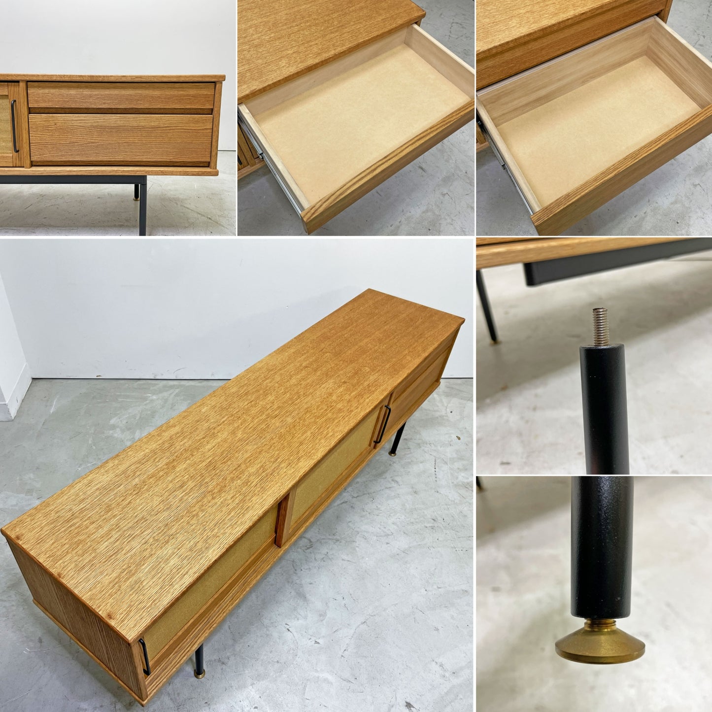 モモナチュラル MOMO Natural ベント VENT サイドボード 170 ME オーク材 W170cm 2ドロワー 木製引き戸 JUTE ジュート材 ●