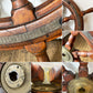 ブラウン ブロス ＆ ローズバンク アイアンワークス UKビンテージ Brown Bros & Co ROSEBANK IRONWORKS EDINBURGH 船舵 木製ラット ハンドル オブジェ 店舗装飾 ◎
